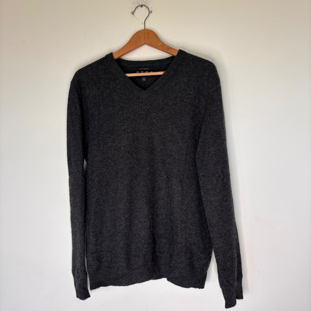 Charter Club Gray V Neck 100% Cashmere Sweater Size Medium Work Business Casual